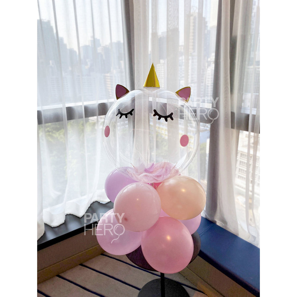 24" 3D Magical Unicorn Air-Filled Crystal Balloon - Table Stand