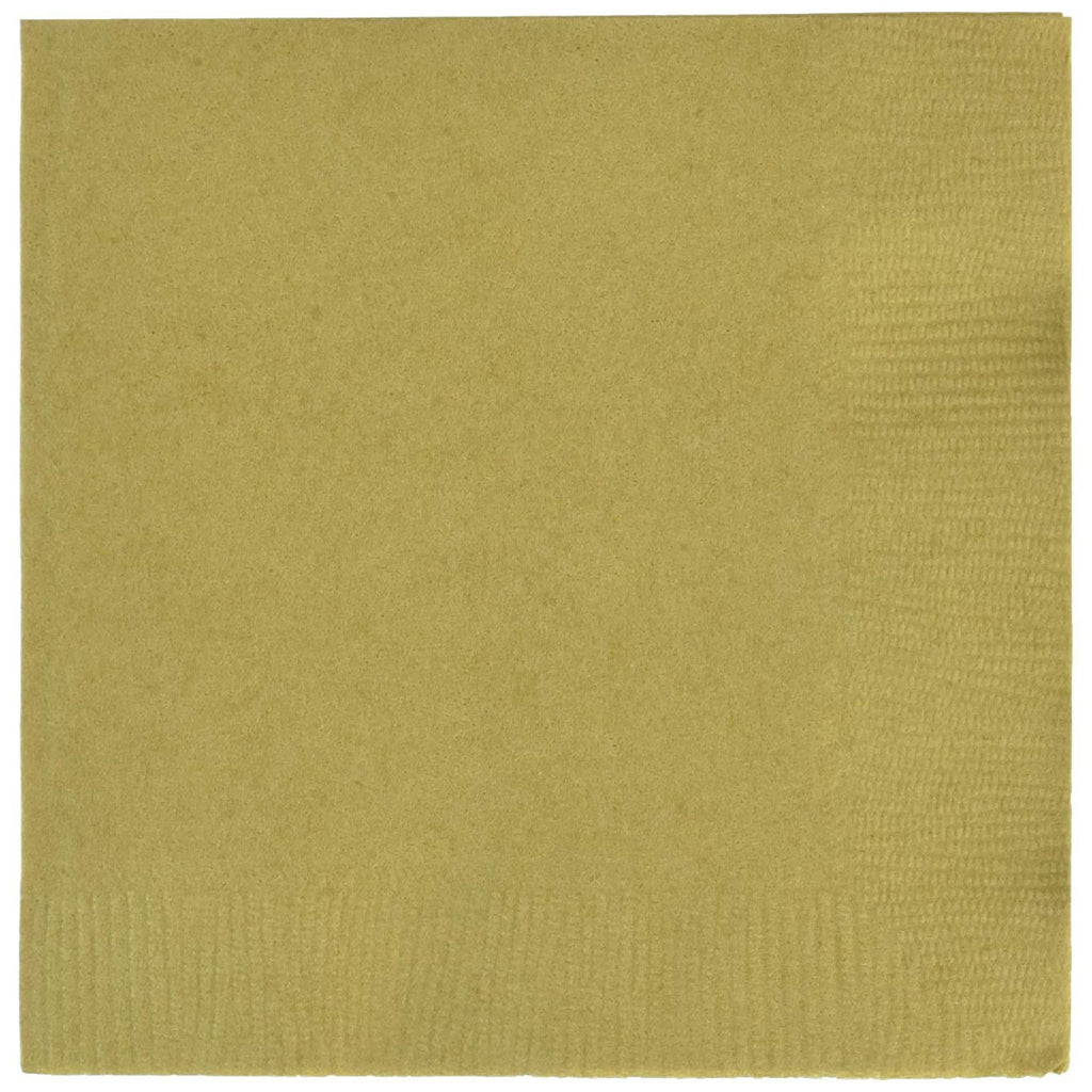 Beverage Napkins 2-Ply 9.8in x 9.8in - Gold - Pack of 50