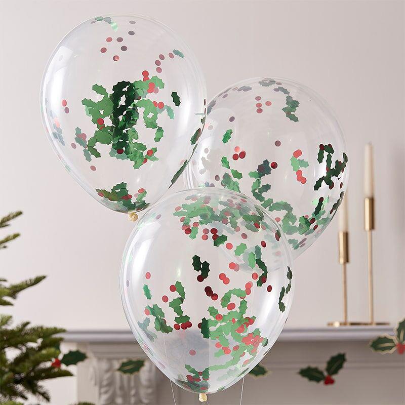 ginger-ray-christmas-holly-and-berries-confetti-party-latex-balloons-12in-30cm-pack-of-5- (2)