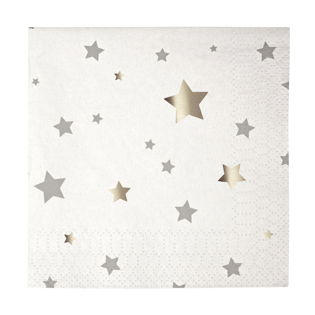 Silver Star Small Paper Napkins 10in - Pack of 16