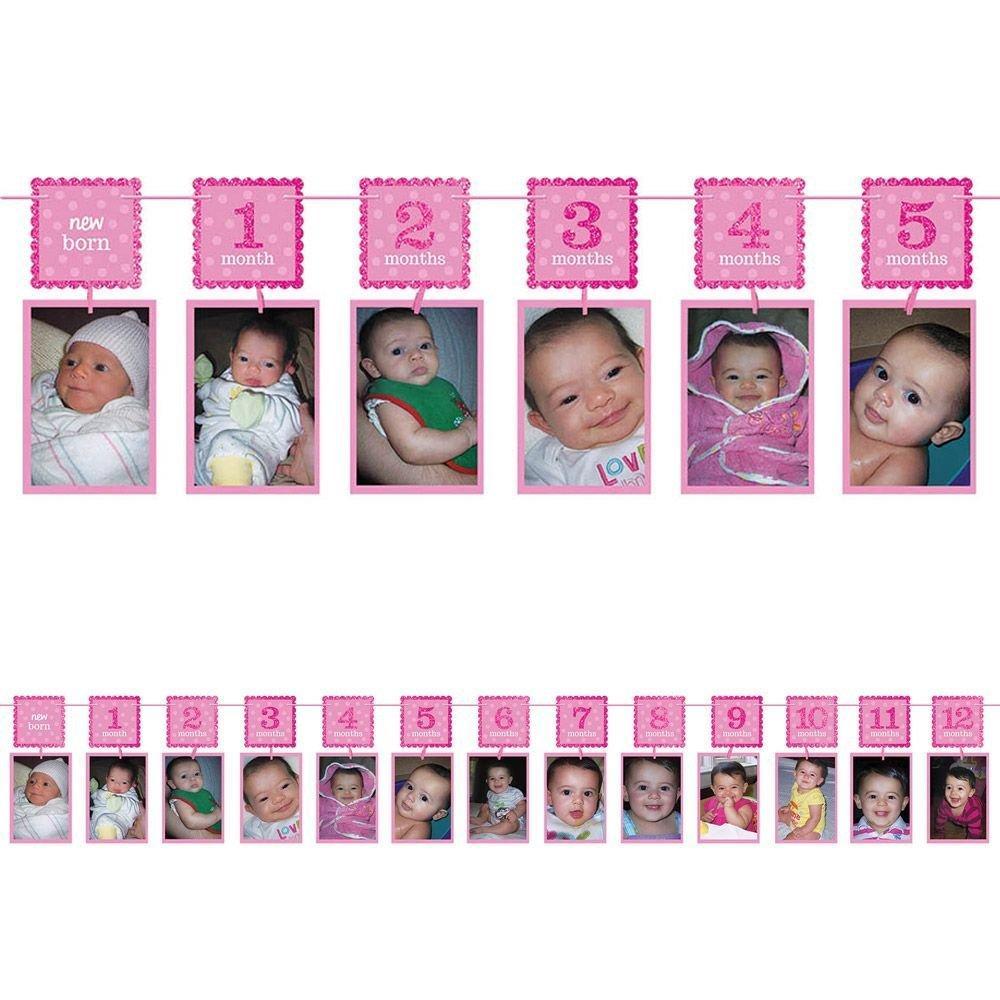 1st Birthday Girl Photo Garland - Glitter