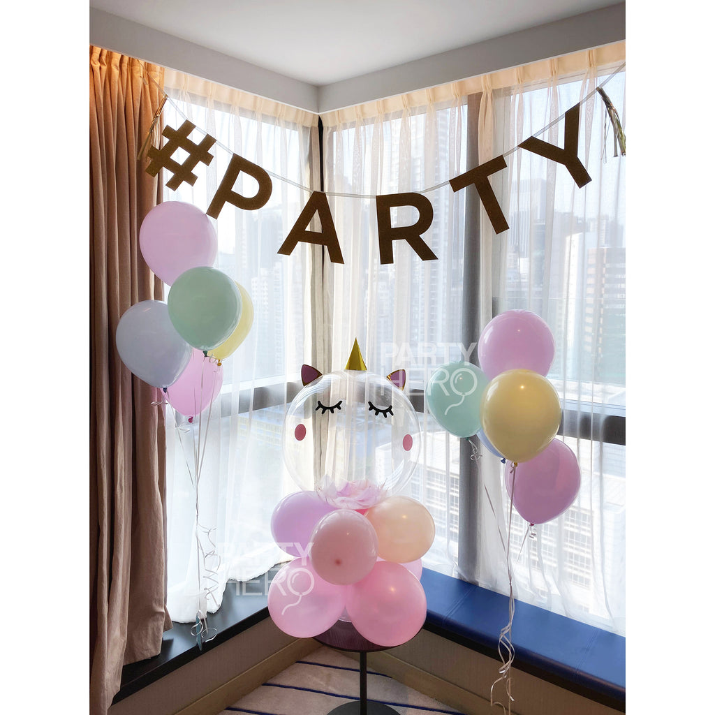 24" 3D Magical Unicorn Air-Filled Crystal Balloon - Table Stand