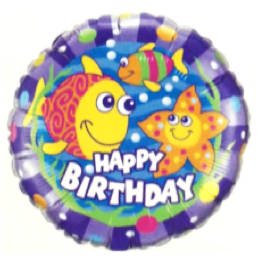 Birthday Smilin'fish Round Foil Balloon 18in / 46cm