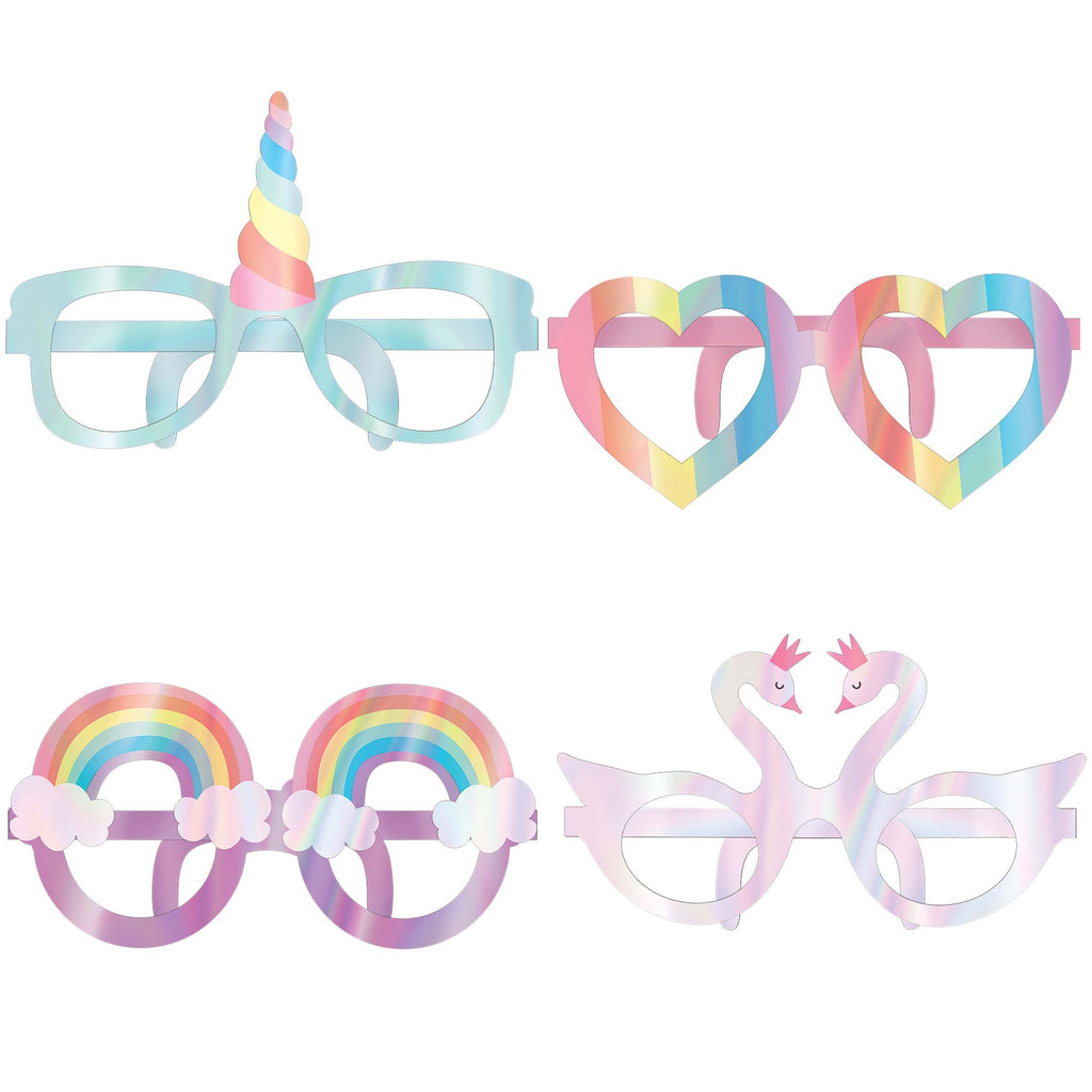 Magical Rainbow Birthday Die Cut Foil Glasses - Pack of 8