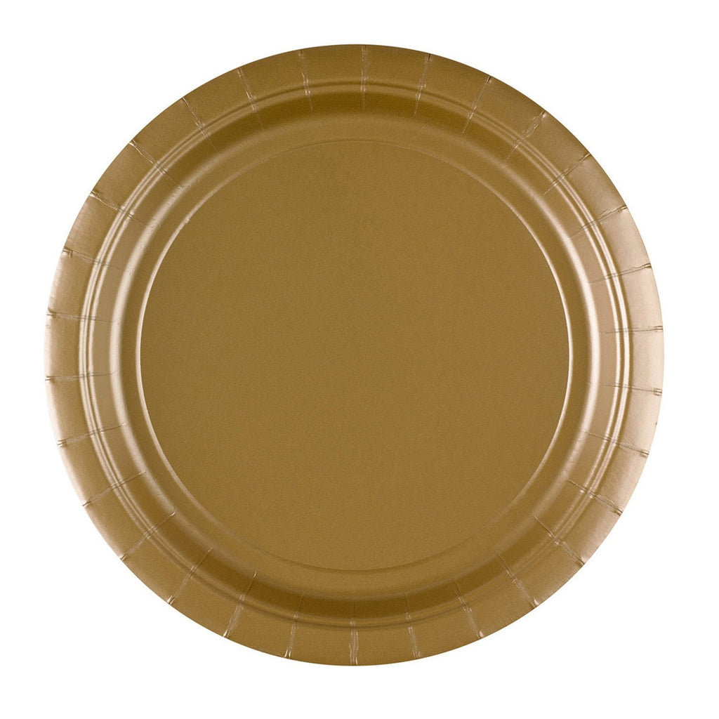 Round Paper Plates 9in - Gold - Pack of 8