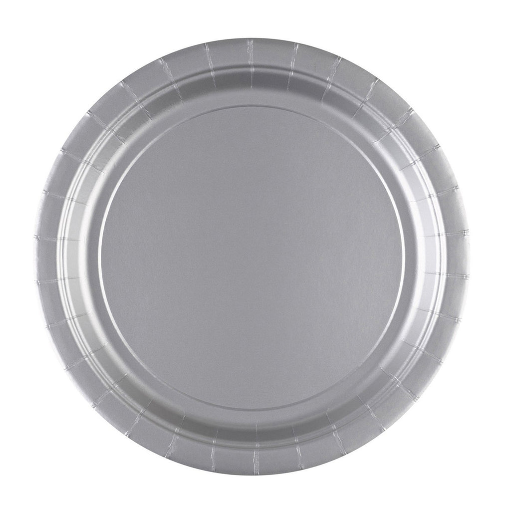 Round Paper Plates 9in - Silver - Pack of 8