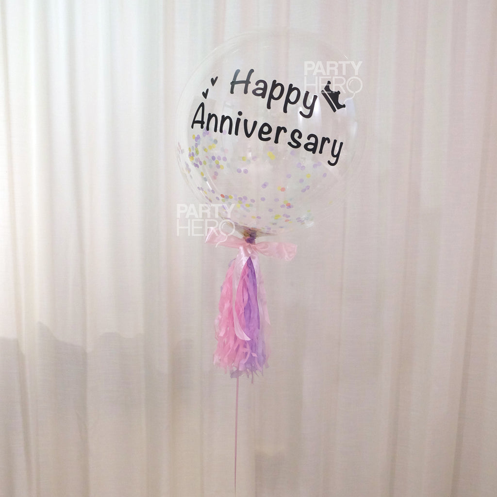 24" Personalized Clear Crystal Balloon with Message & Confetti / Feathers / Mini Balloons  (Please Order 3 Working Days in Advance)