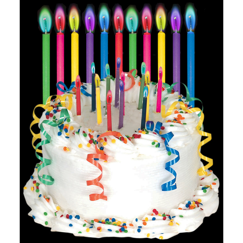 Colorflame Birthday Candles and Holders - Pack of 12