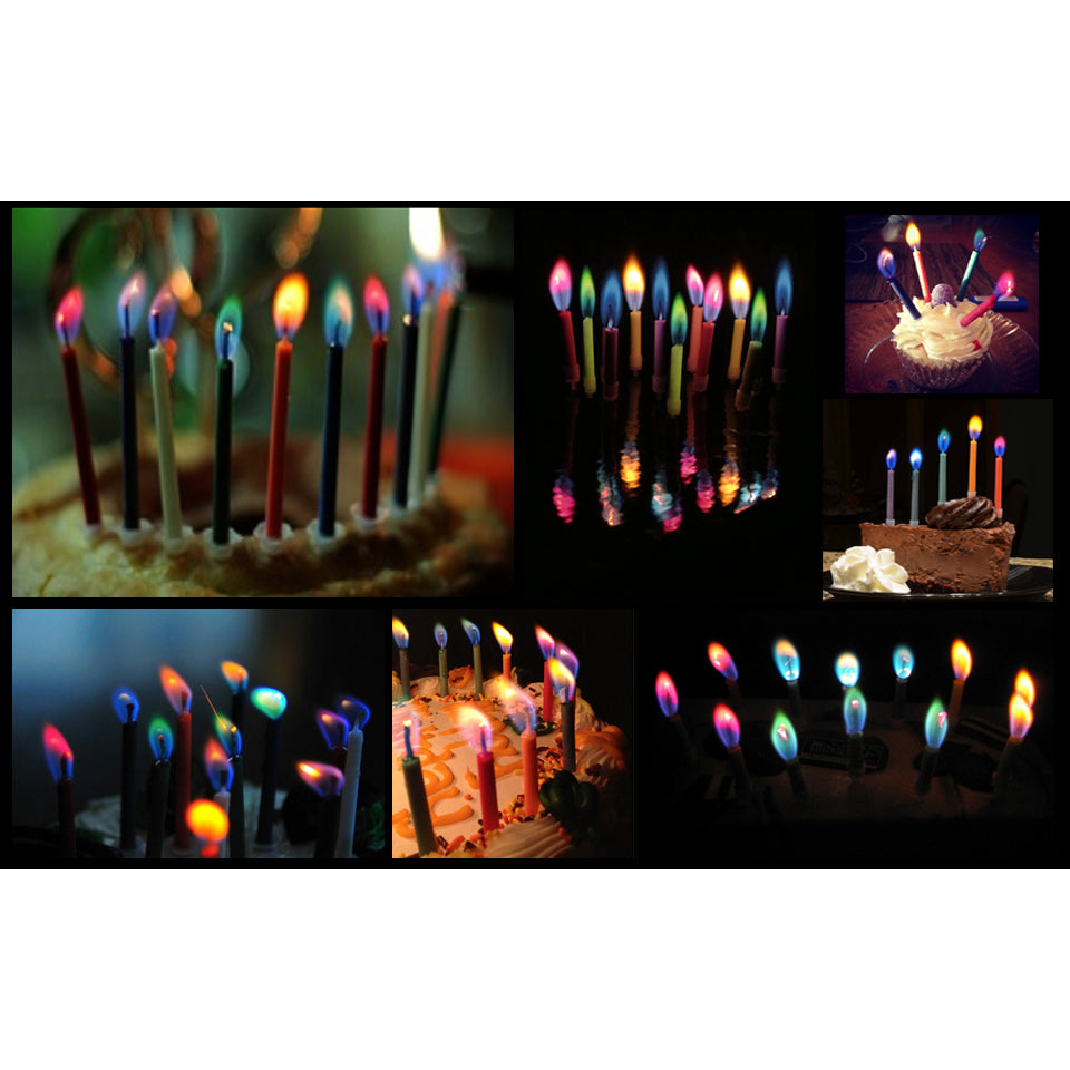 Colorflame Birthday Candles and Holders - Pack of 12