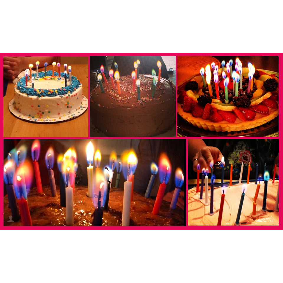 Colorflame Birthday Candles and Holders - Pack of 12