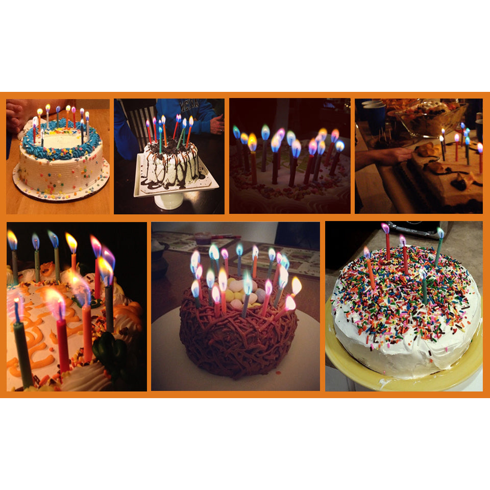 Colorflame Birthday Candles and Holders - Pack of 12