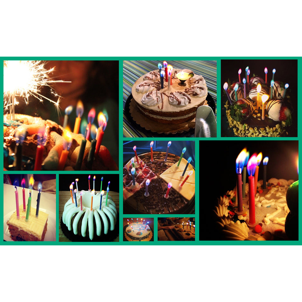 Colorflame Birthday Candles and Holders - Pack of 12