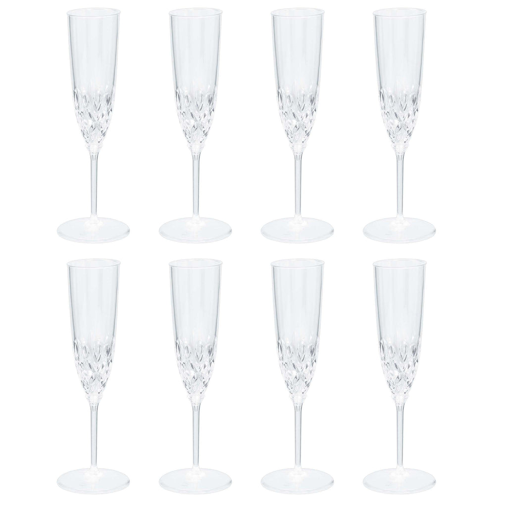 Crystal Look BX Champagne Flutes Plastic - Clear - Pack of 8