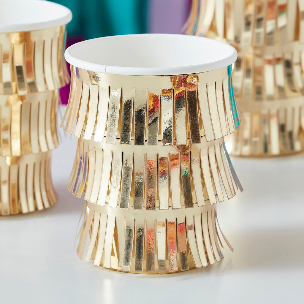 ginger-ray-fringed-gold-paper-party-cups-pack-of-8-ginr-mix-425