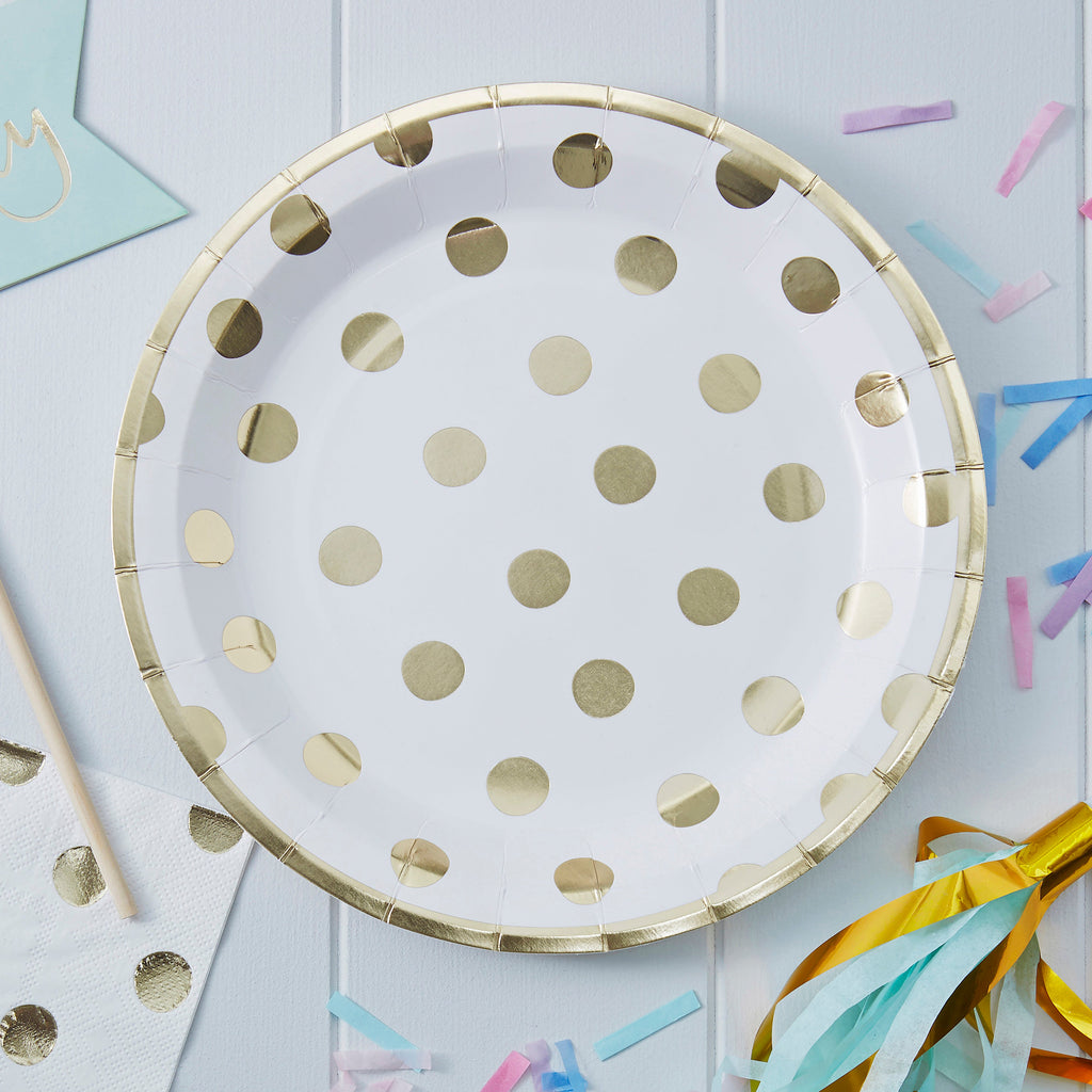 ginger-ray-gold-foiled-polka-dot-paper-party-plates-pack-of-8-ginr-pm-901