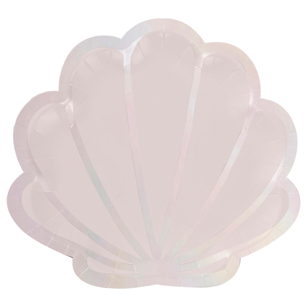 ginger-ray-iridescent-and-pink-mermaid-shell-shaped-paper-plates-pack-of-8-ginr-mer-102-