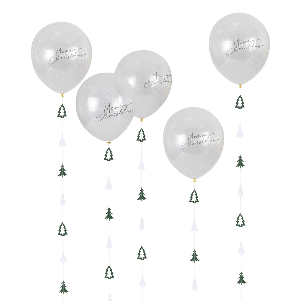 ginger-ray-merry-christmas-white-confetti-latex-balloon-with-balloon-tails-12in-pack-of-5-ginr-nn-103-