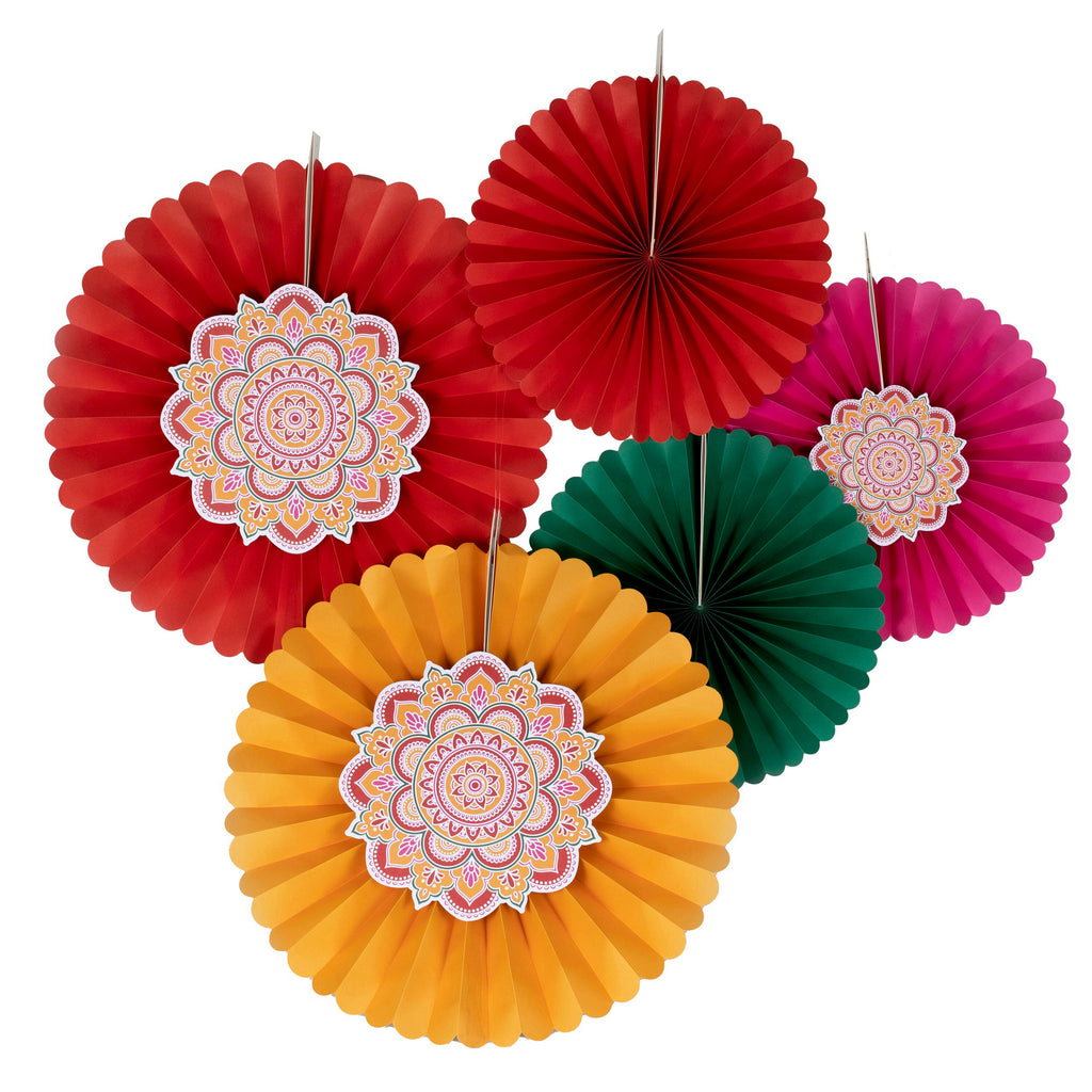 ginger-ray-multicoloured-diwali-paper-fan-decorations-pack-of-5-ginr-dw-101
