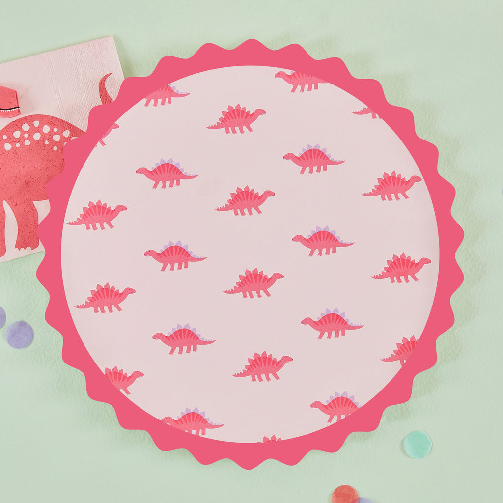 ginger-ray-pink-dinosaur-print-paper-plates-pack-of-8-ginr-dino-124-