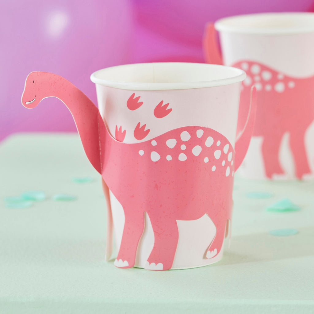 ginger-ray-pink-pop-out-dinosaur-paper-cups-pack-of-8-ginr-dino-101-