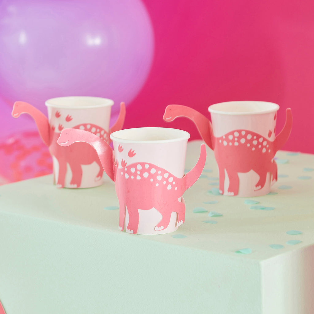 ginger-ray-pink-pop-out-dinosaur-paper-cups-pack-of-8-ginr-dino-101-