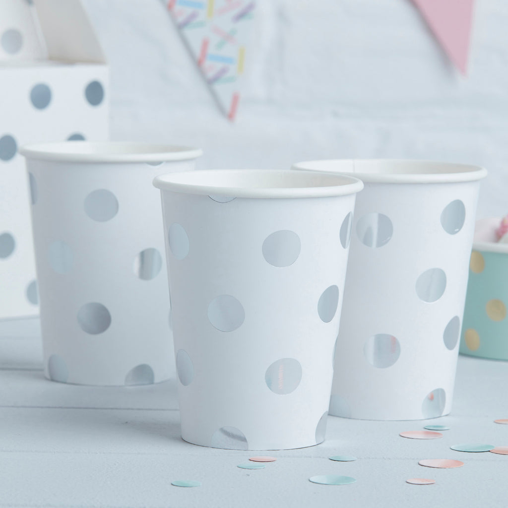 ginger-ray-silver-foiled-polka-dot-paper-cups-pack-of-8-ginr-pm-189