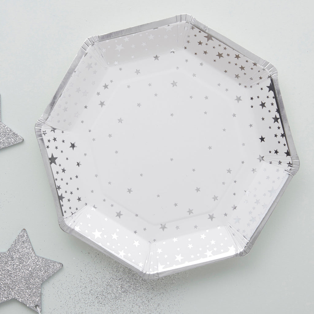 ginger-ray-silver-foiled-star-paper-plates-pack-of-8-ginr-ms-147