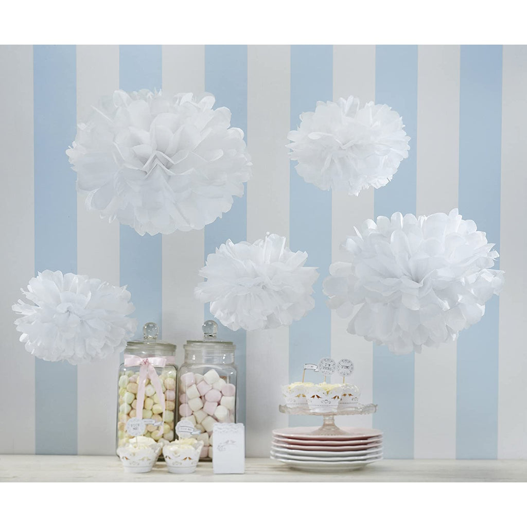 ginger-ray-white-paper-pom-pom-decorations-pack-of-5-ginr-vl-213