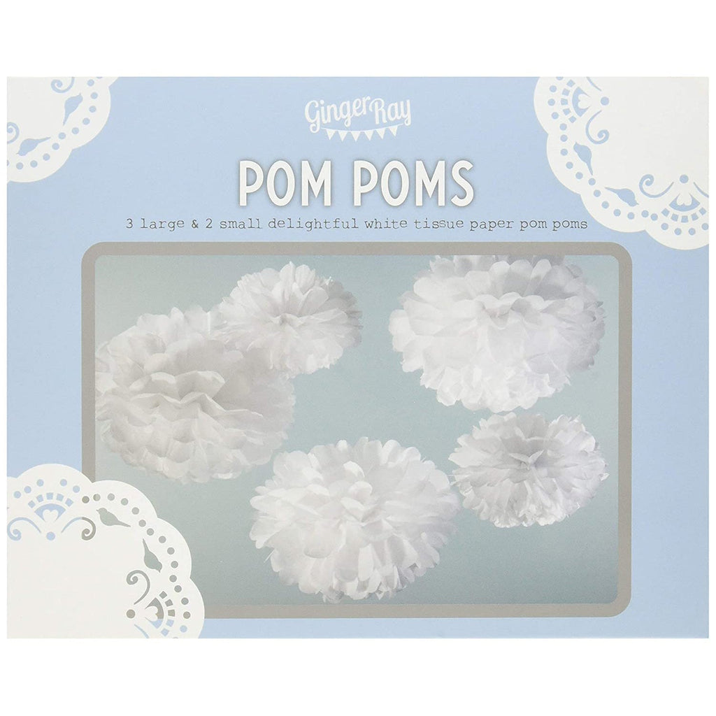 ginger-ray-white-paper-pom-pom-decorations-pack-of-5-ginr-vl-213