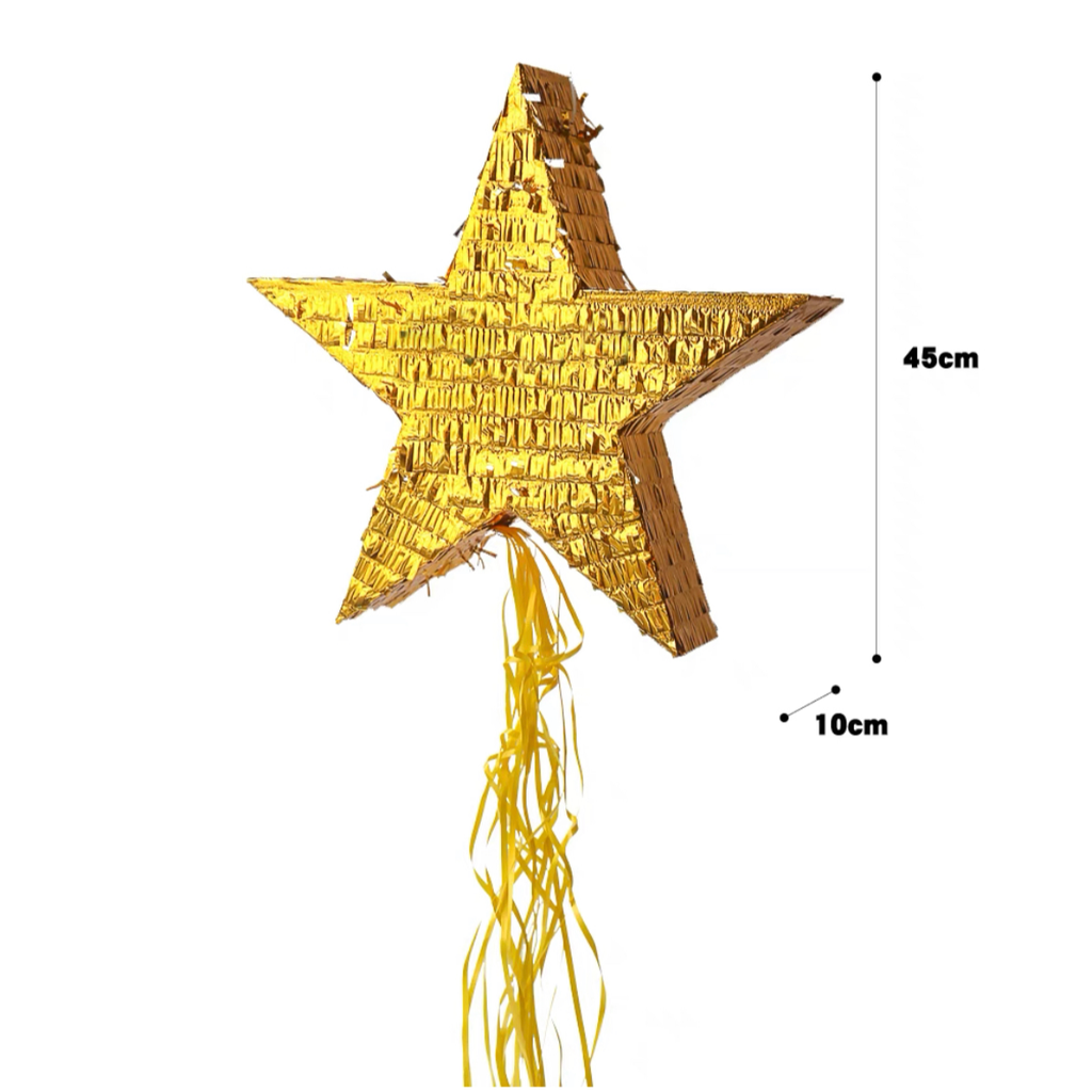 Gold Star Pull String Pinata 45cm x 10cm