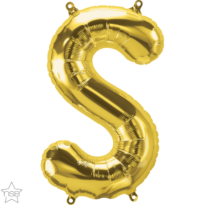 Letter "S" Gold Die Cut Air-Filled Foil Balloon 13.5in / 34cm