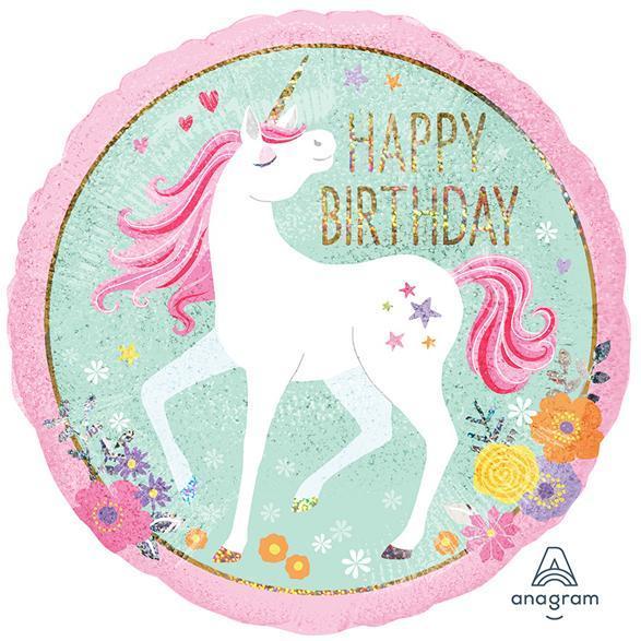 Magical Unicorn Birthday Die Cut Foil Balloon 18in / 46cm