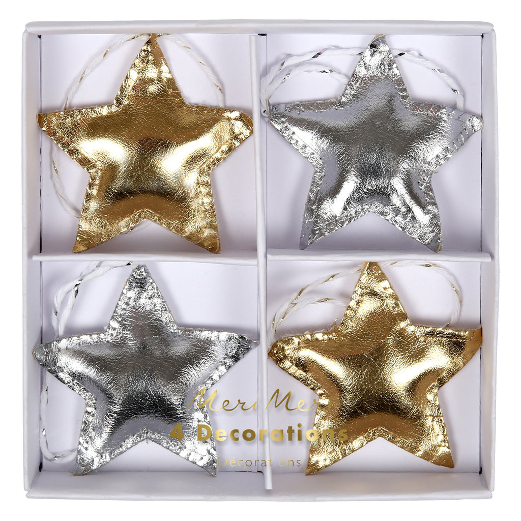 Metallic Star Ornaments - Pack of 4