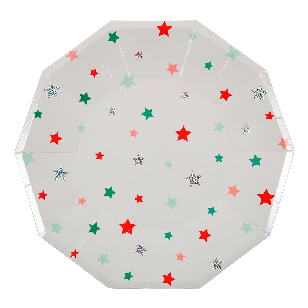Star Pattern Large Paper Plates 9in - Pack of 8