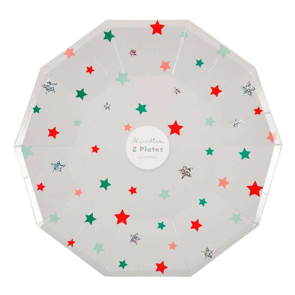 Star Pattern Large Paper Plates 9in - Pack of 8