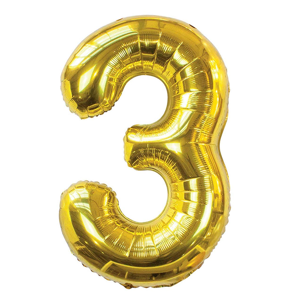 Number "3" Gold Die Cut Foil Balloon 40in / 101cm