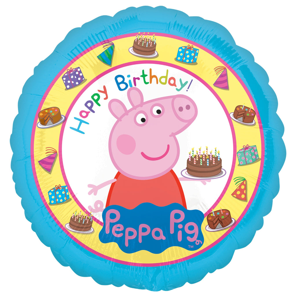 Peppa Pig Happy Birthday Round Foil Balloon 18in / 45cm