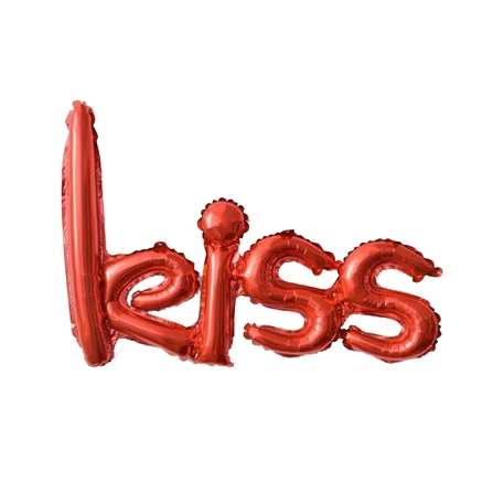 Word "Kiss" Red Die Cut Air-Filled Foil Balloon 17in x 30in / 44cm x 77cm