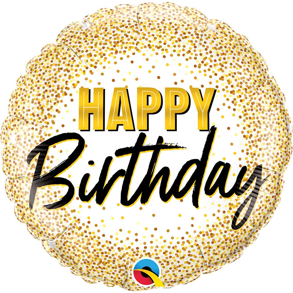 18in Happy Birthday Glitter Balloon 18in Happy Birthday Glitter Balloon
