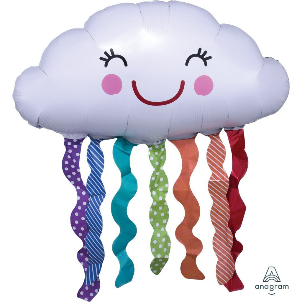 Rainbow Clouds Die Cut Foil Balloon 30in x 18in / 77cm x 46cm